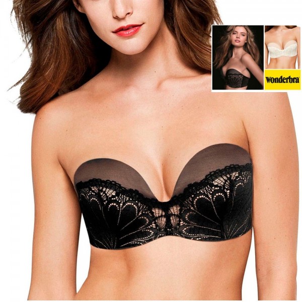 Wonderbra Ultimate Strapless Refined Glamour Black or Ivory Lace